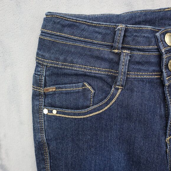 C est Toi Pants Womens 0 Blue Skinny Low Rise Stretch Zip Dark Wash Denim Jeans - Picture 11 of 16